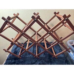 Vintage Expandable Wooden Wine Rack Folding Storage Organizer For 10 Bottles